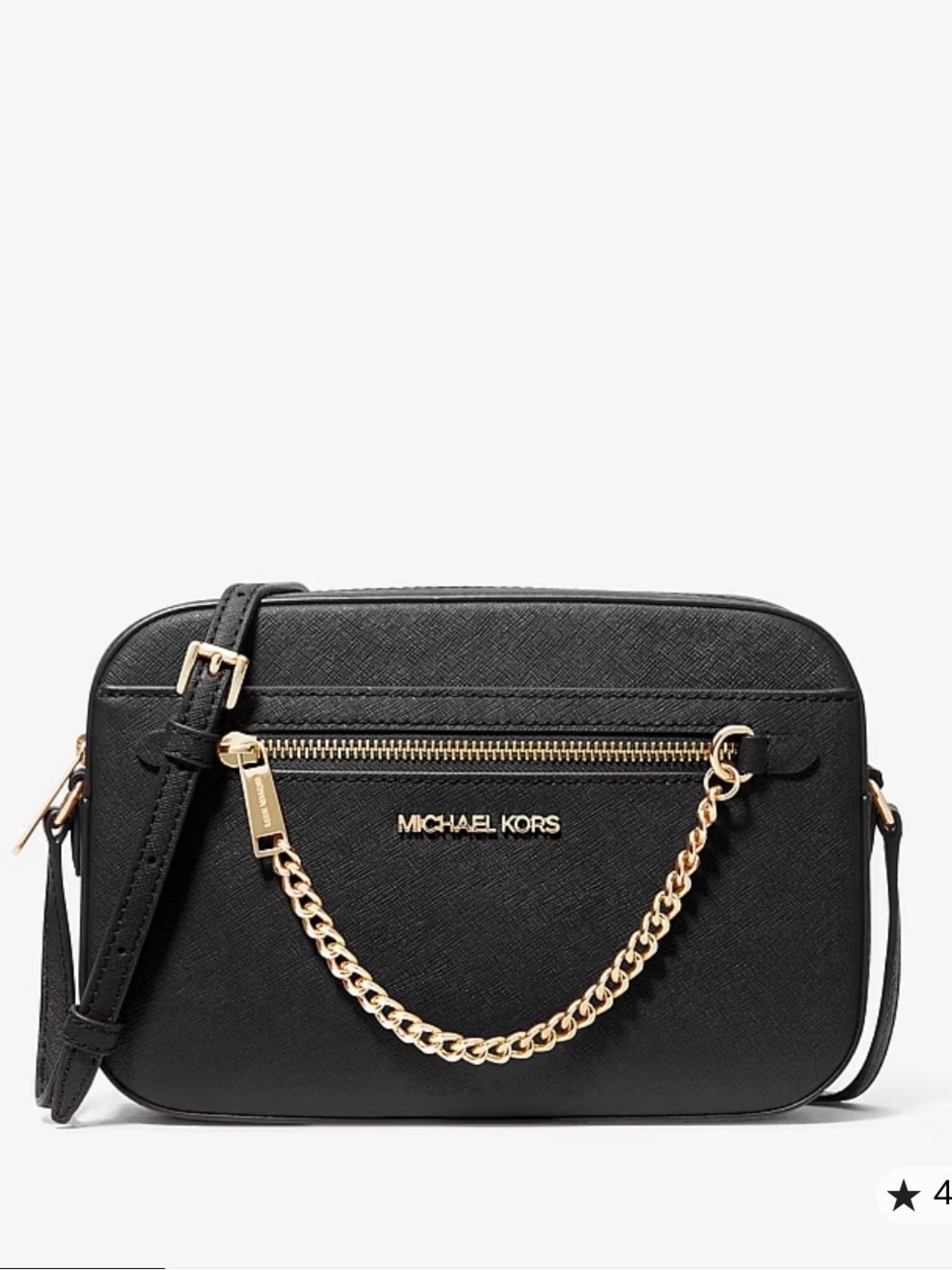 Michael Kors Black Crossbody with Gold Chain Accent